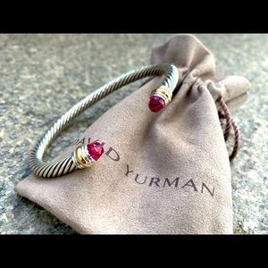 David Yurman 5mm Silver 14k Gold Pink Tourmaline